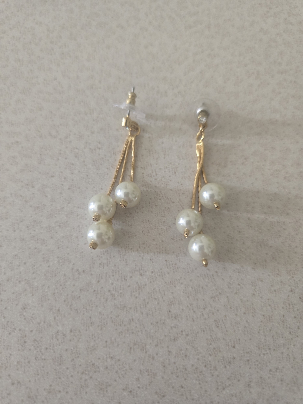 Gold Pearl Drop Earrings - Elegant White Faux Pearl Dangle
